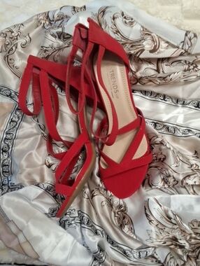 Red Lace-Up Women's Heels - Strappy Open-Toe Sandals
